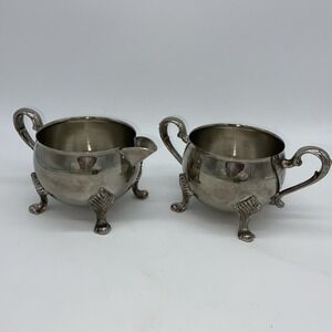 Sheridan Taunton Sugar & Creamer Set Vintage Silver Plated Footed Bowl & Pitcher
